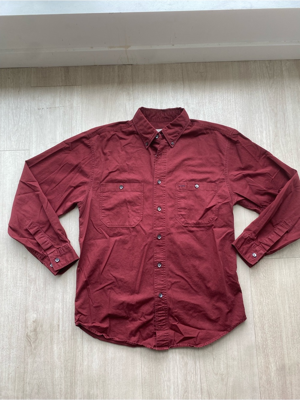 The Territory Ahead Men's M Burgundy Cotton Button Down Shirt Dual Pockets VTG